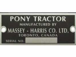 Serienummer plaatje Massey Harris Pony 1947 - early 1951