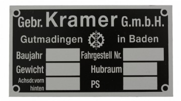 Kramer serial number plate
