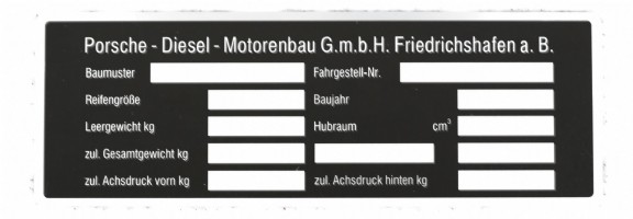 Porsche tractor serial number tag