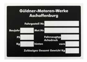 Guldner serial number plate