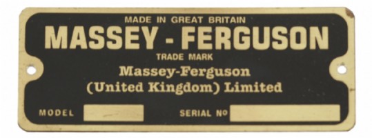 Massey Ferguson Serialnumber plate