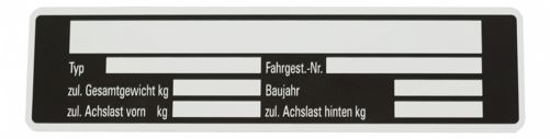 Type and serial number plate