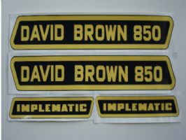 Motorkap stikkerset David Brown 850 Implematic ( zwart met geel)