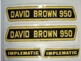 Motorkap stikkerset David Brown 950 Implematic ( zwart met geel)