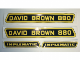 Motorkap stikkerset David Brown 880 Implematic ( zwart met geel)