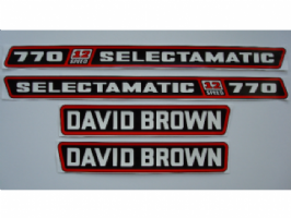 Motorkap stikkerset David Brown 770 select. (zwart, rood en wit)