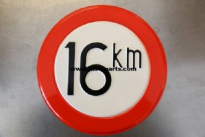 16 KM. sign, metal