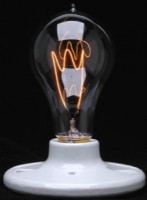 Edison model 1893, Carbon filament light bulb. 110V