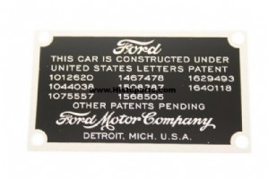 A-Ford identificatieplaatje