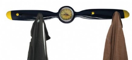 Airplane propeller clock and coat rack