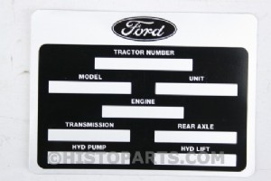 Ford tractor identification decal