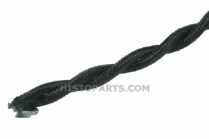 Antique cable,  braided twisted 2 wire. Black