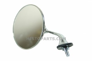 Round Stainless/Chrome British Style Outside Mirror, LH Side