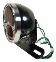 Black Duo Lamp Tail Light with Glass Stop Lens & Bracket for Motorcycles