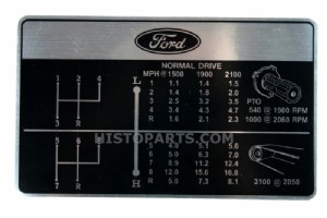 Ford 7000, Dashboard gear decal