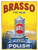 Brasso. Metalen wandbord