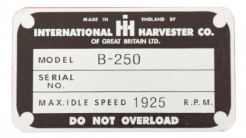 Serial number Plate International B-250