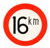 16 KM. bordje, metaal
