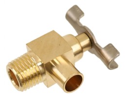 Messing aftap kraantje met haakse uitloop. 1/4" gasdraad