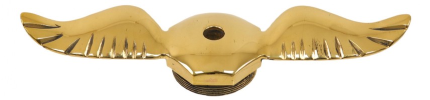 Radiateurdop, met vleugels. Messing