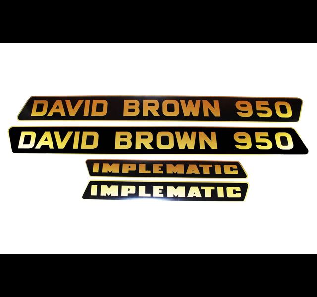 Motorkap stikkerset David Brown 950 Implematic ( zwart met goud)