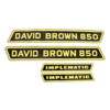 Motorkap stikkerset David Brown 850 Implematic ( zwart met geel)