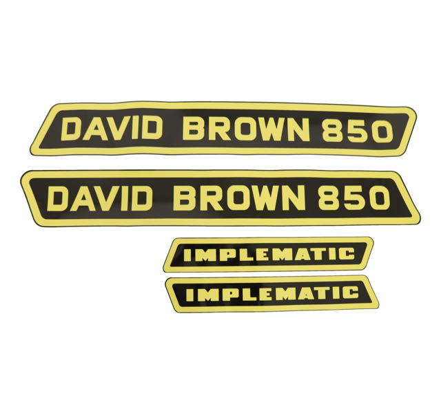 Motorkap stikkerset David Brown 850 Implematic ( zwart met geel)