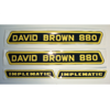 Motorkap stikkerset David Brown 880 Implematic ( zwart met geel)