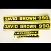 Motorkap stikkerset David Brown 990 Implematic ( zwart met geel)