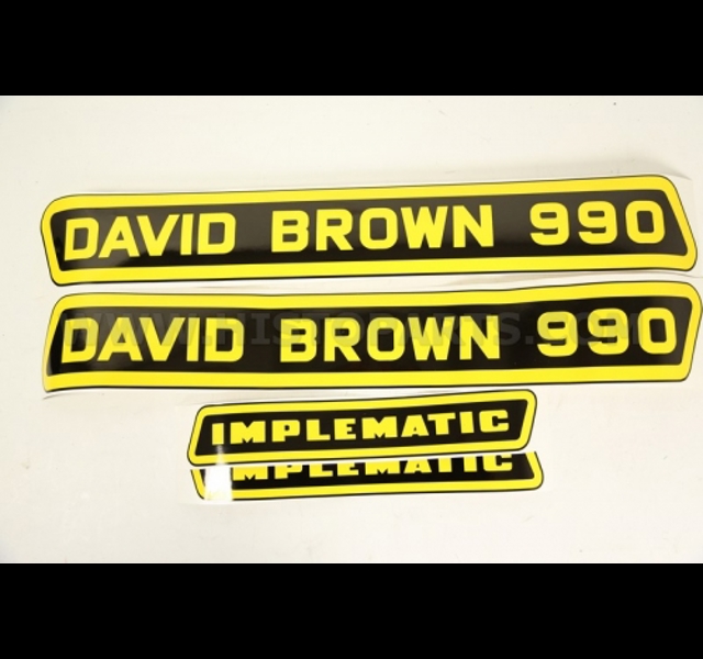 Motorkap stikkerset David Brown 990 Implematic ( zwart met geel)