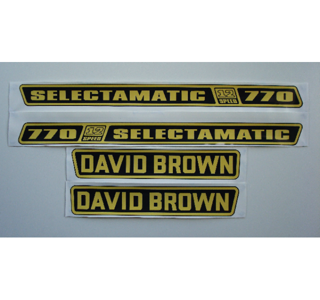 Decalset Bonnet, David Brown 770, 12 speed, (black & gold)