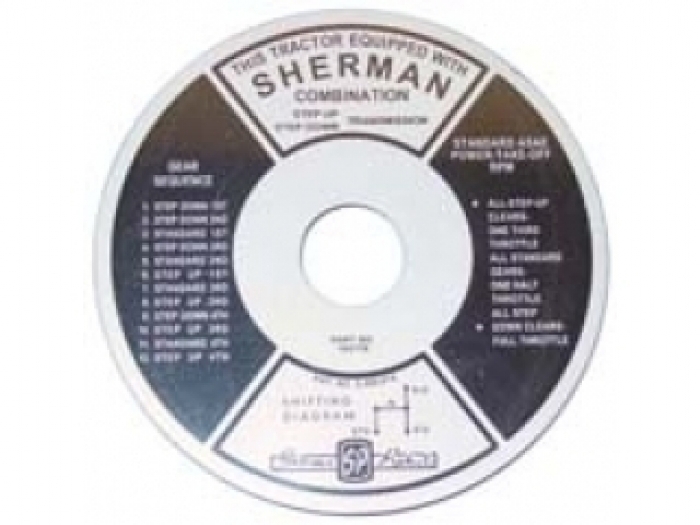 Sherman transmission instruction plate, Ford 8N