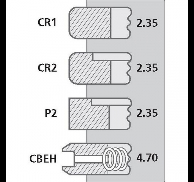 Piston ring set, 106.7 mm bore, Ford Histoparts
