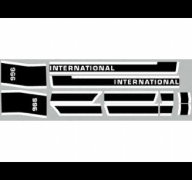 Motorkap stikkerset International 966 (Black Stripe)