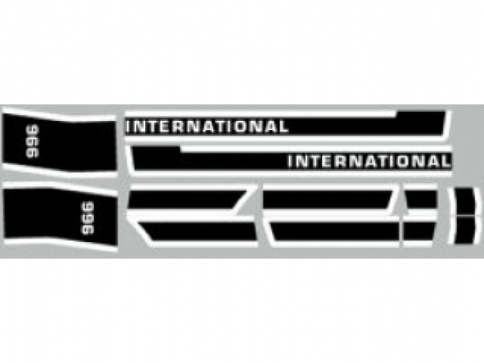 Motorkap stikkerset International 966 (Black Stripe)