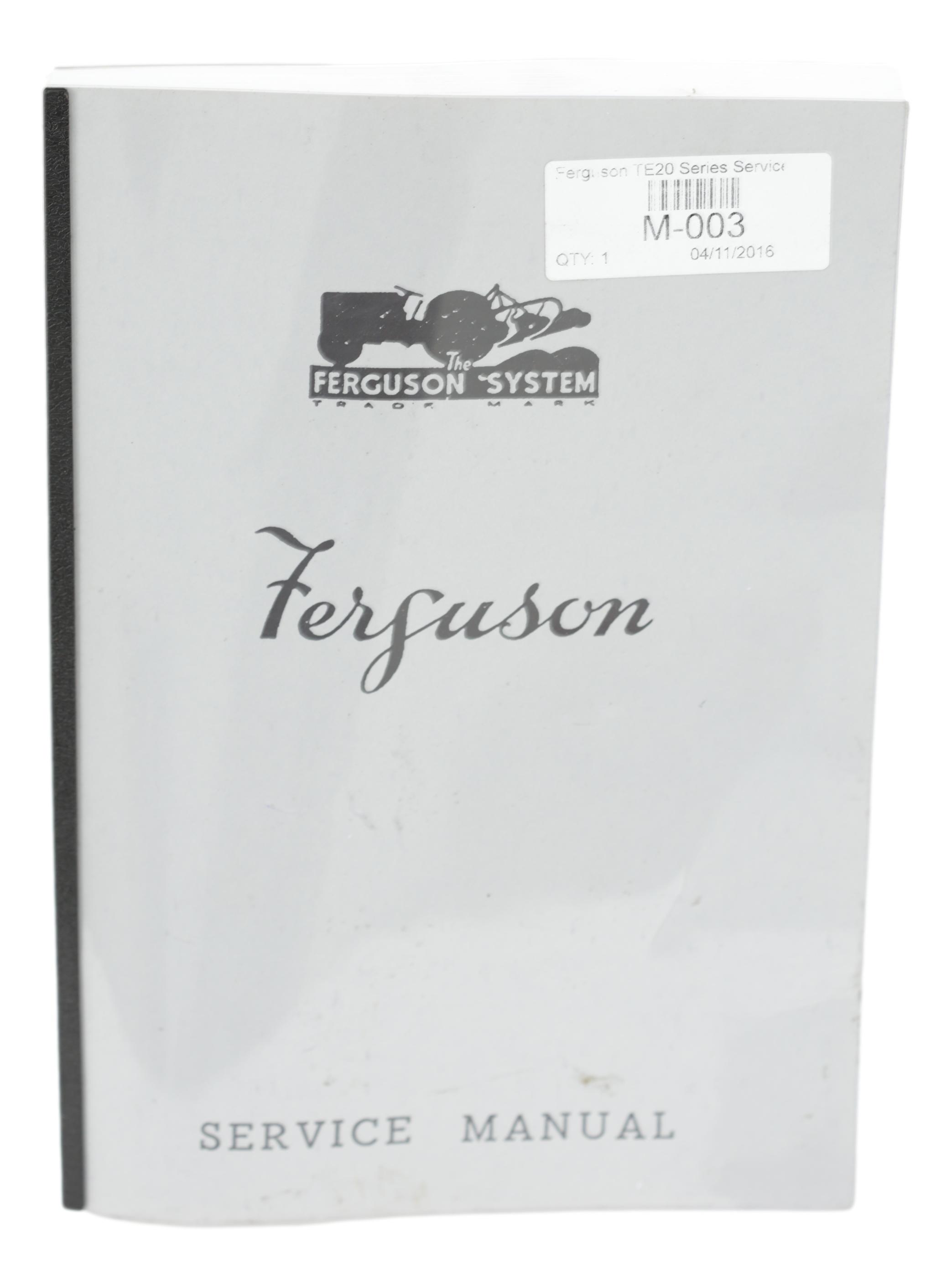 Ferguson TE serie werkplaatsboek. engelstalig
