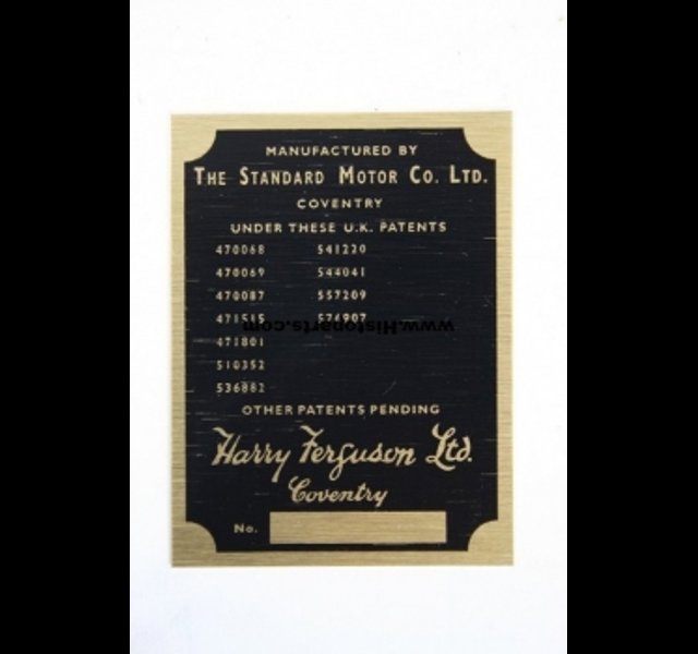 Typeplaatje Ferguson TE20 1946/47