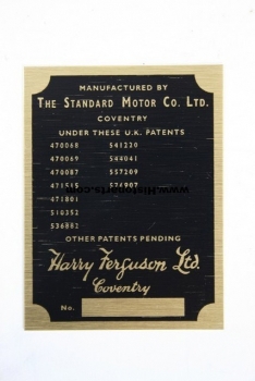 Typeplaatje Ferguson TE20 1946/47