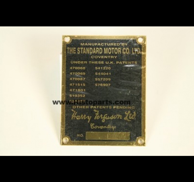 Typeplaatje Ferguson TE20 1946/47 Histoparts