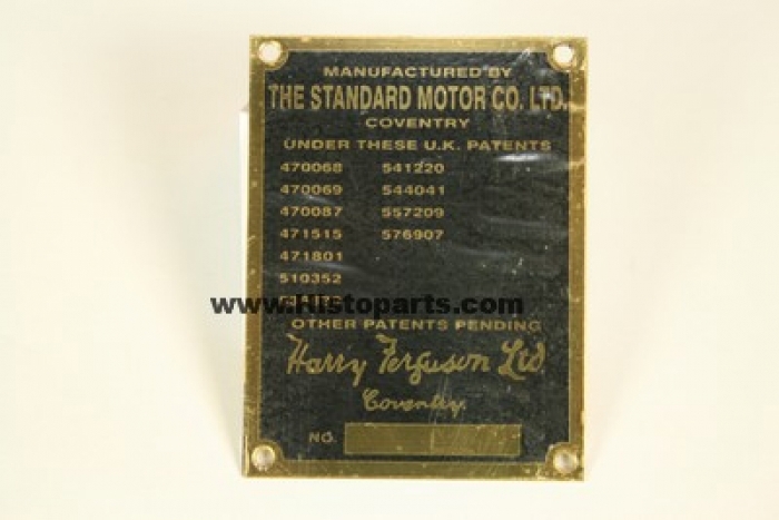 Typeplaatje Ferguson TE20 1946/47 Histoparts