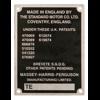 Typeplaatje Ferguson TE20 1955-56