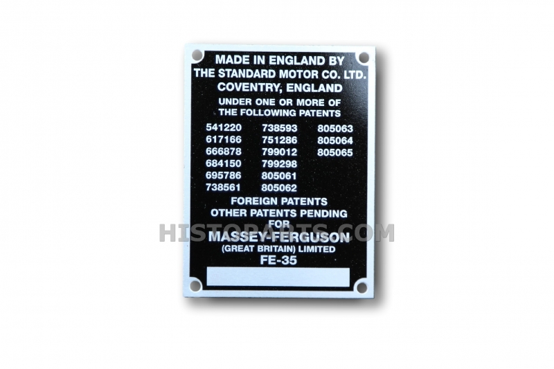 Commision plate Massey Ferguson 35. 1959-62