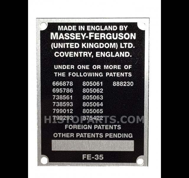 Typeplaatje Massey Ferguson 35X 4 cil. 1963