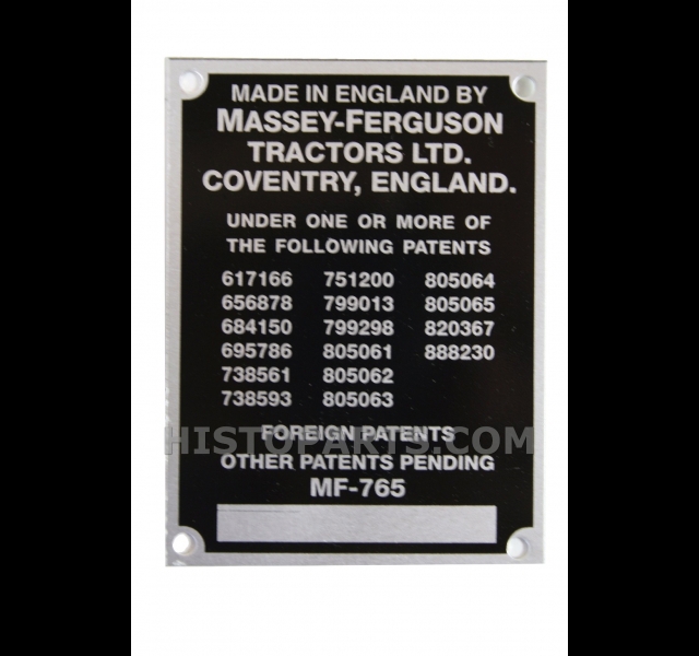 Commision plate Massey Ferguson 65. 1958-63
