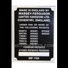 Commision plate Massey Ferguson 65. 1963-64