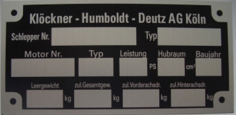 Deutz type plaatje 101 x51 mm