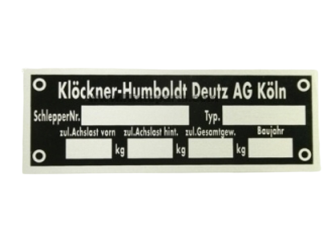 Deutz tag, 105 mm x 37 mm