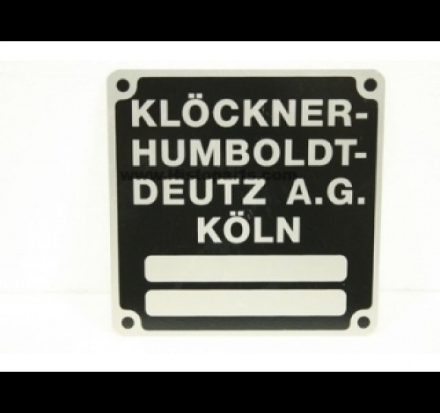 Deutz type plaatje 75 mm x 75 mm
