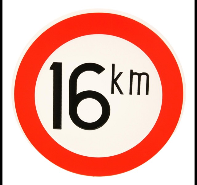 16 KM. bordje, metaal