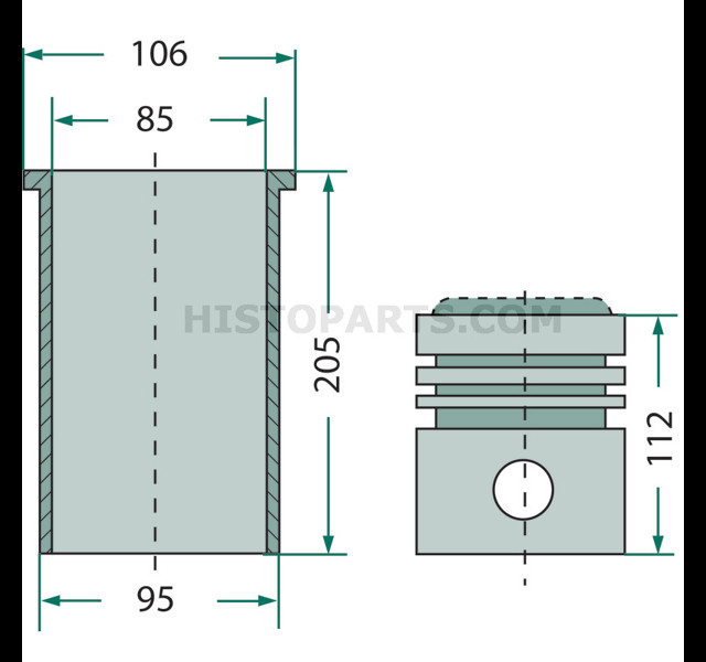 MWM D211, piston ring and liner kit Histoparts